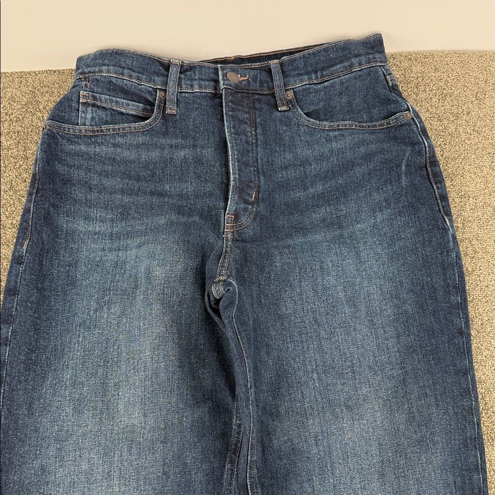 Old Navy Jeans Wm 12 Tall Extra High Rise Curvy Ski Hi Straight Dark Wash Slim - Picture 3 of 13